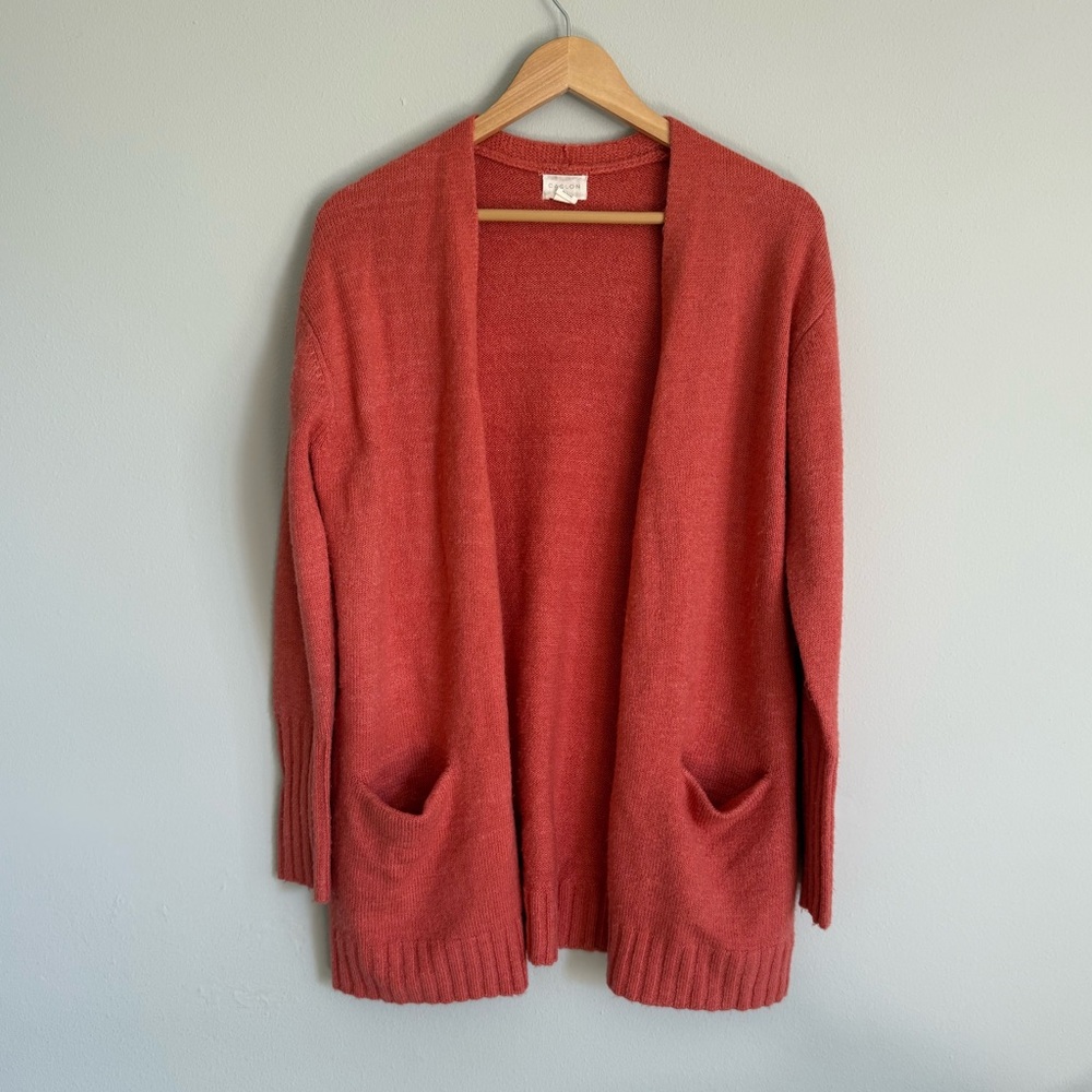 Caslon Coral Open Front Cardigan